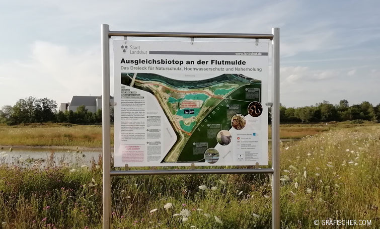 Stadt Landshut Schautafel Ausgleichsbiotop an der Flutmulde